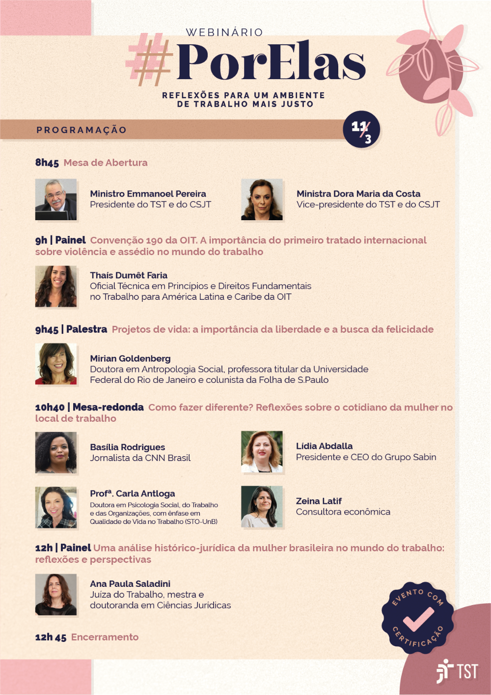 Programação do Webinário PorElas
