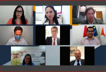 Tela com fotos da participção de magistrados do TRT e outros em live