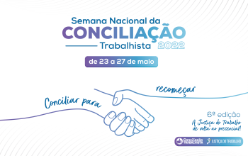 Ilustração de um aperto de mão com a frase Conciliar para recomeçar