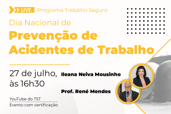 LOGO DA LIVE TRABALHO SEGURO COM LEGENDAS AMARELAS E PRETAS E OS NOMEM DOS PALESTRANTES