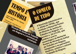Imagem de recortes de texto da Exposição Memorial 30 anos - Tempo e História
