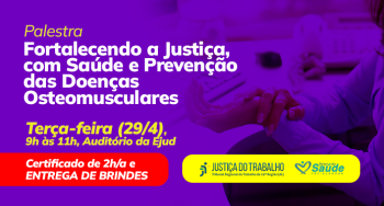 Card de fundo lilás com letras brancas e amarelas. Há na parte inferior duas tarjas, sendo uma vermelha e outra amarela.