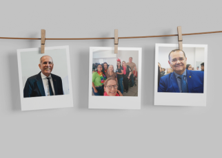 Varal com fotos.