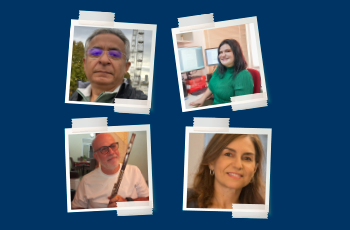 Há quatro fotos. Sendo dois homens e duas mulheres.