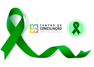 Card de fundo branco com as logomrcas do Cejusc e da campanha Abril Verde.