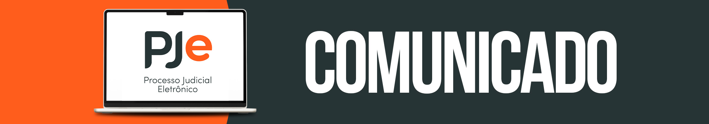 Banner com duas cores. Sendo o lado direito na cor laranja e o lado esquerdo, na cor preta. Há letras brancas.