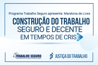26/6/2020 - O Programa Nacional de Prevenção de Acidentes de Trabalho (Programa Trabalho Seguro) da Justiça do Trabalho vai realizar, no mês de julho, uma maratona de transmissões ao vivo pela internet com o tema “Construção do trabalho seguro e decente em tempos de crise”. O objetivo da ação é marcar o Dia da Prevenção de Acidentes do Trabalho (27 de julho) e conscientizar a sociedade sobre a importância da saúde laboral em tempos de pandemia. Serão cinco lives, realizadas semanalmente, a partir de 2 de ju