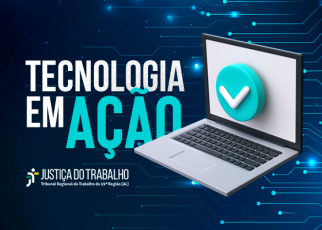 Imagem de fundo azul escuirp com letras brancas e também na cor turquesa. Há um notebook cinza com teclado preto.