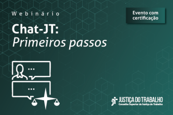 Fundo verde-escuro com a frase Chat-JT Primeiros passos escrita em letras brancas.