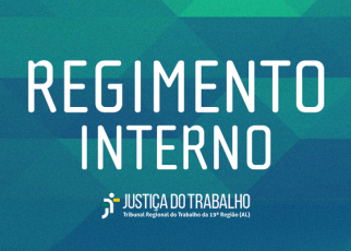 Imagem azul-escuro e verde-clara com o nome Regimento Interno escrito em letras brancas ao centro