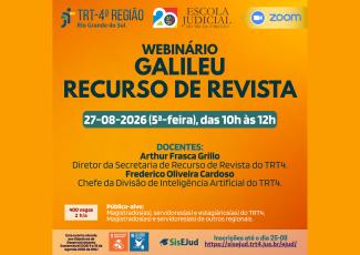 Há um card com informações sobre o webinário Galileu