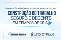 26/6/2020 - O Programa Nacional de Prevenção de Acidentes de Trabalho (Programa Trabalho Seguro) da Justiça do Trabalho vai realizar, no mês de julho, uma maratona de transmissões ao vivo pela internet com o tema “Construção do trabalho seguro e decente em tempos de crise”. O objetivo da ação é marcar o Dia da Prevenção de Acidentes do Trabalho (27 de julho) e conscientizar a sociedade sobre a importância da saúde laboral em tempos de pandemia. Serão cinco lives, realizadas semanalmente, a partir de 2 de ju