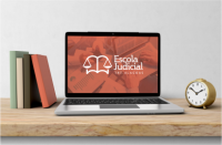 Card com livros, logotivo da Ejud 19 e um despertador
