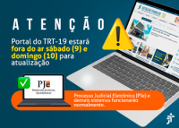 Ilustração com computador e informação de que o portal estará fora do ar nos dias 9 e 10/4