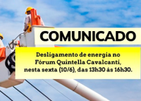 Haverá suspensão de energia no Fórum Quintella Cavalcanti nesta sexta-feira 10/6