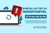 Portal do TRT-19 estará em manutenção das 14h às 15h desta quinta-feira (27/10)