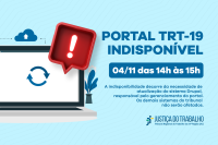 Portal do TRT-19 estará em manutenção das 14h às 15h desta sexta-feira (4/11)