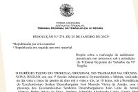 Foto do texto da resolução em letra pretas com fundo branco