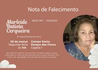 Nota de falecimento - Marleide Batista Cerqueira