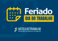 IMAGEM AZUL COM O NOME FERIADO NA COR BRANCA E DIA DO TRABALHO NA COR AZUL DENTRO DE UMA TARJA AMARELA