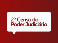 Fundo vermelho em degradê para o vinho e um balão branco que está escrito: 2º Censo do Poder Judiciário