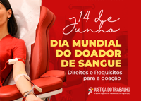 Quadro com fundo vermelho com letras amarelas Dia Mundial do Doador de Sangue