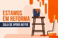 Imagem nas cores azul escuro, laranja claro e escuro com letras brancas com a mensagem de reforma