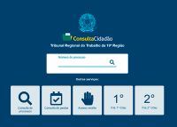 fundo azul com vários icones e um espaço para consulta cidadão