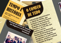 Imagem de recortes de texto da Exposição Memorial 30 anos - Tempo e História