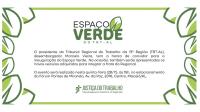 ARTE EM BRANCO E VERDE, NA PARTE SUPERIOR AO CENTRO, O NOME ESPAÇO VERDE ESCRITO EM LETRAS VERDES, NAS BORDAS DA IMAGEM, VÁRIAS FOLHAS VERDES E BRANCAS