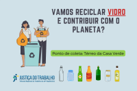 Imagem com fundo cinza e letras vermelhas escrito: Vamos reciclar vidro e contribuir com o planeta.