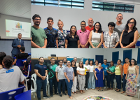 Há uma montagem de imagens com várias pessoas.