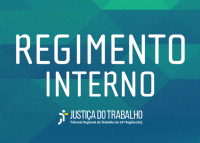 Imagem azul-escuro e verde-clara com o nome Regimento Interno escrito em letras brancas ao centro