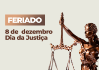 estátua da justiça em bronze com letras brancas escrito feriado  