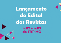 Logo de fundo azul claro com o a frase lançamento do edital das revistas escrito ao centro em letras brancas