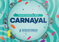 Imagem de um pandeiro com a frase expediente no Carnaval