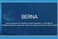 Quadro com fundo azul escuro; ao centro em destaque, o nome Berna escrito em letras brancas