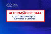 Card de fundo azul com modura vermelha. Há letras vermelhas e azuis.
