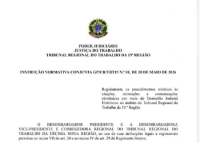 A imagem mostra a capa de uma Instrução Normativa Conjunta do Tribunal Regional do Trabalho da 19ª Região (TRT-19). No topo, aparece o brasão da República Federativa do Brasil, seguido da identificação do Poder Judiciário e da Justiça do Trabalho. Ao centro, destaca-se o título da norma, que regulamenta os procedimentos relativos às citações, intimações e comunicações eletrônicas por meio do Domicílio Judicial Eletrônico no âmbito do TRT-19. 