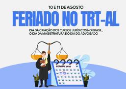 Card metade branco e metade azul. Há letras azuis e pretas. Também há uma balança que simboliza a justiça, um desenho de uma pessoa e um calendário. no centro da imagem, na parte inferior.